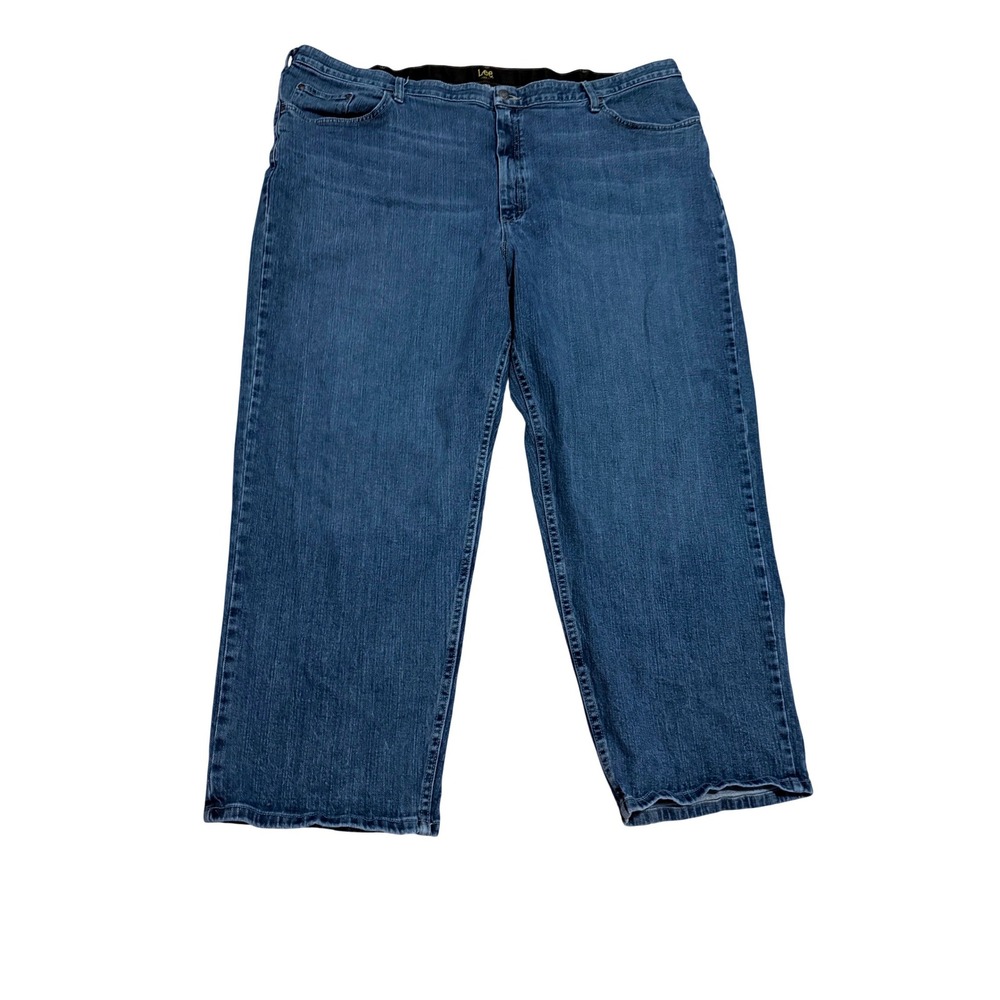 Lee Mens Loose Fit Medium Wash Blue Straight Leg Comfort Waist Jeans 48x30